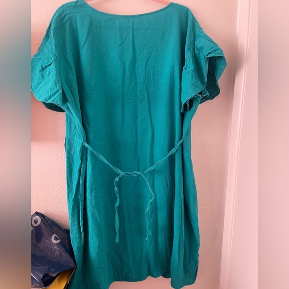 Teal Mexican Embroidered Dress, 1x/2x - Picture 7 of 7